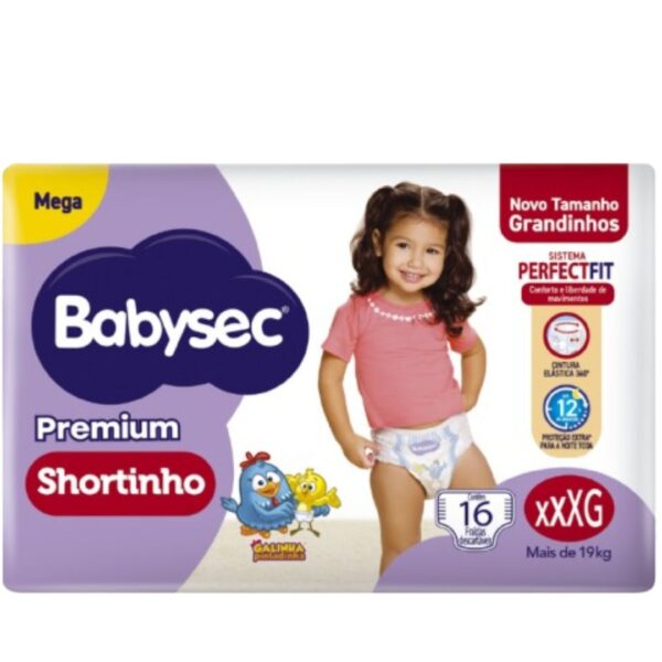 FRALDA BABYSEC PREM. SHORTINHO MGA XXXG IMP